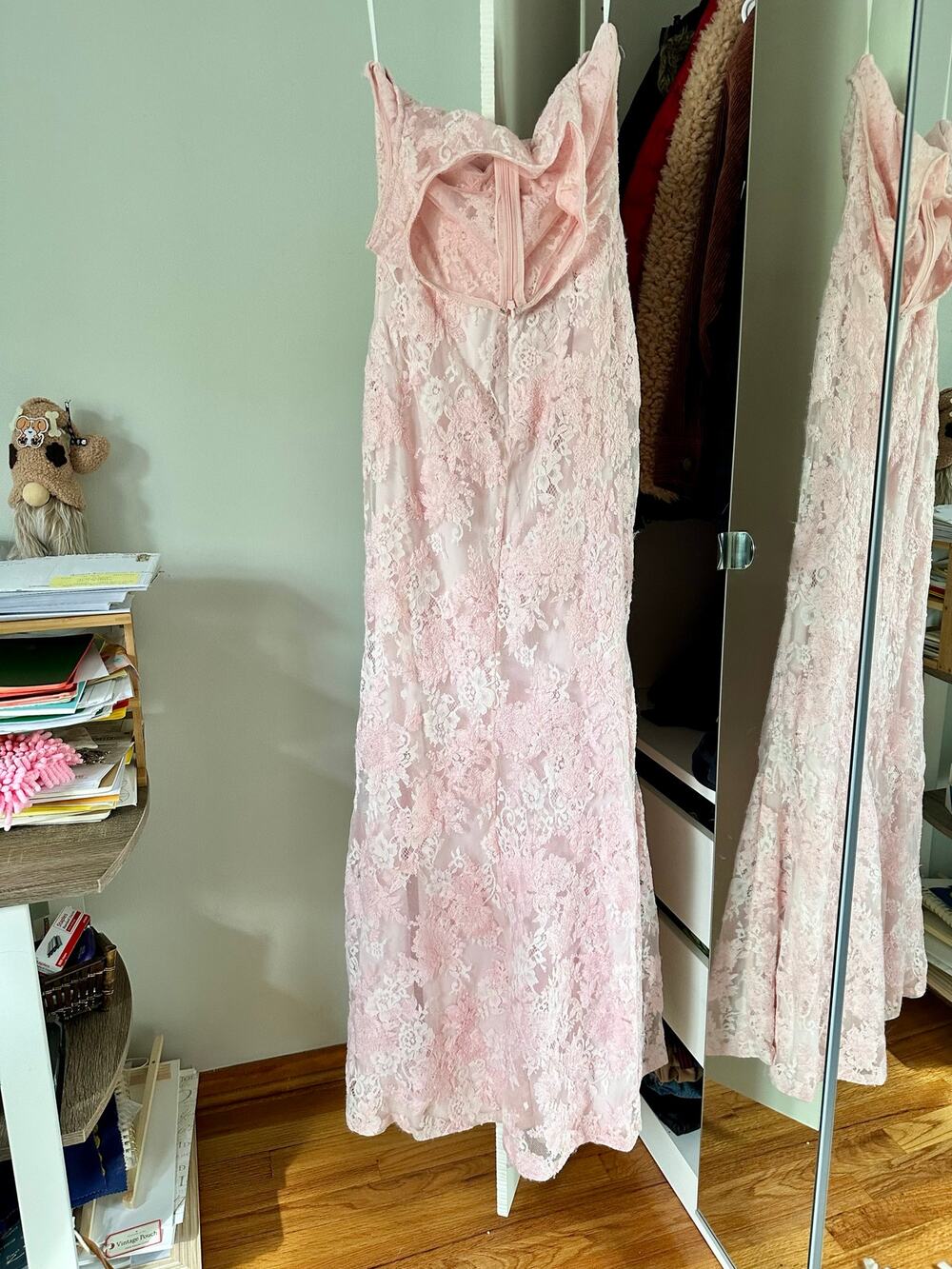 Karl Lagerfeld Paris Pink Maxi Evening Dress Floral Lace Sleeveless Pink Size 6